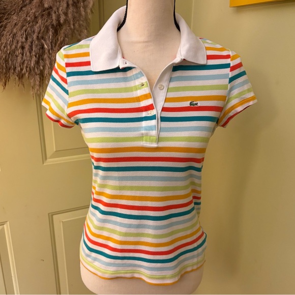 LACOSTE Striped Polo Shirt size 38 - Picture 1 of 10